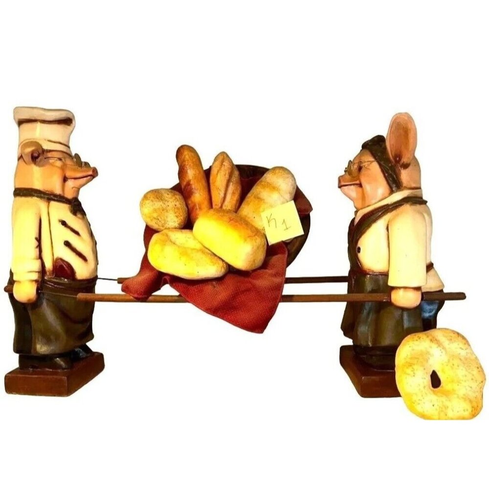 Vtg Bombay 25" R Shipman Pig Chef Cook Maid Sculptures Kitchen Restaurant Decor - Picture 1 of 15